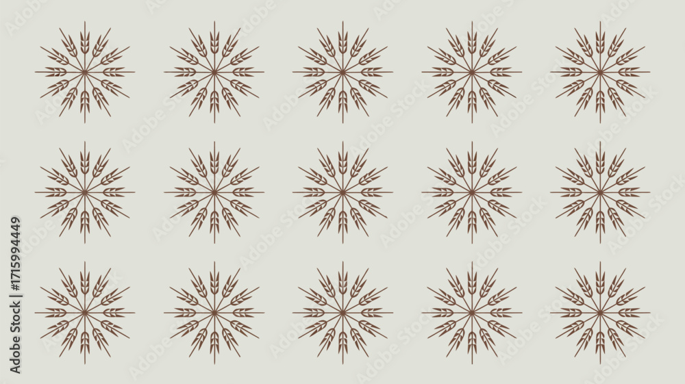 Poster a pattern of wheat stalk designs arranged in rows on a light beige background creating a neat layout