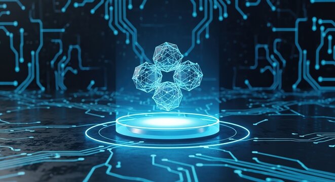 Futuristic digital brain with glowing neural network on circuit background