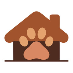 House with Paw Print Silhouette – Minimalist Symbol of Pet-Friendly Home, Animal Care, and Shelter Identity
