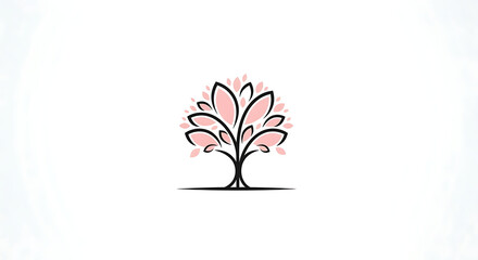 Obraz premium Elegant stylized tree with delicate pink blossoms, symbolizing growth and beauty