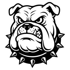 Angry bulldog head with spiky collar, bulldog svg, mascot svg, dog breed svg, aggressive svg