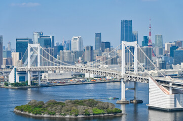 Naklejka premium 日本東京台場からの都市風景