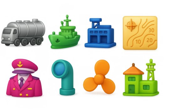 3d nautical theme: ships, buildings, and navigation elements collection