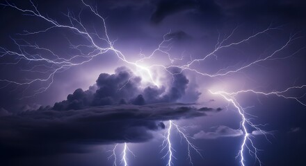 powerful lightning storm illuminates dark thunderclouds