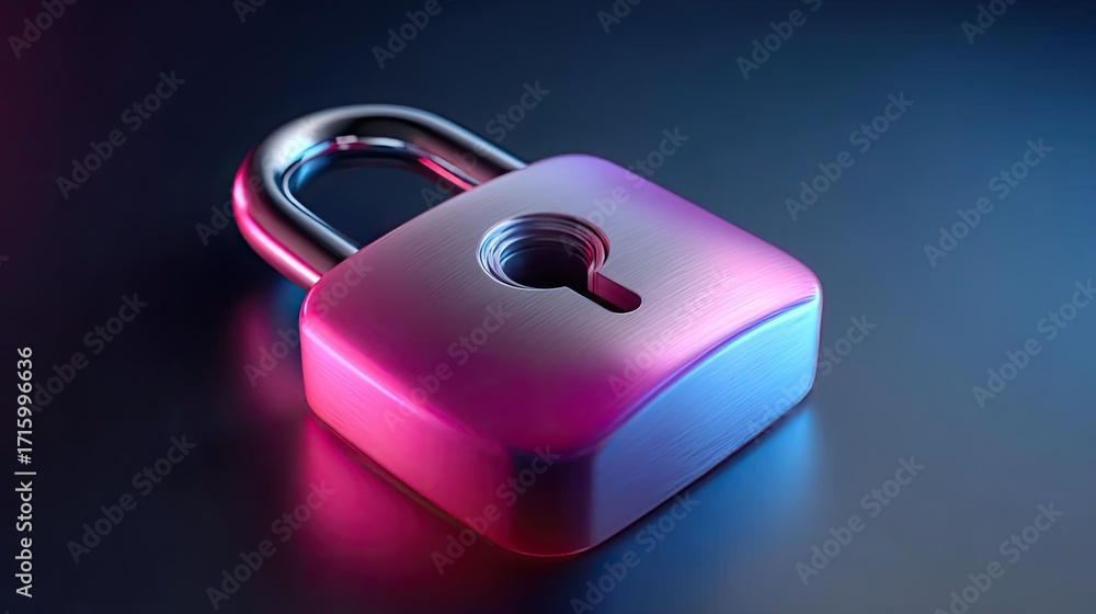 Poster passwordless login with key and lock concept. colorful padlock symbolizing security and protection i