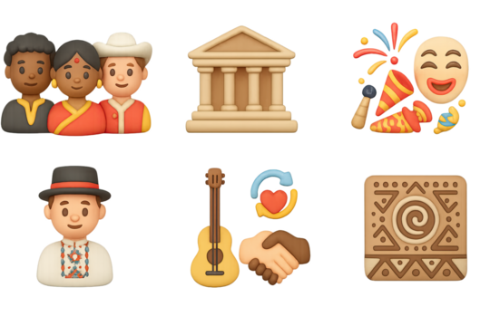 Cultural diversity and traditions in neon style