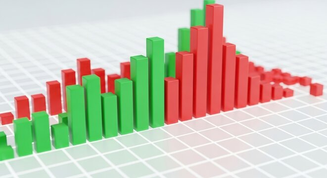 3d bar chart showing financial data trends isolated on white background