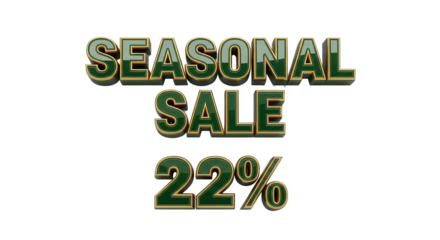 Seasonal Sale 22% for promotional retail campaign isolated PNG with Transparent Background