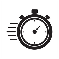Fast time stop watch icon on white background