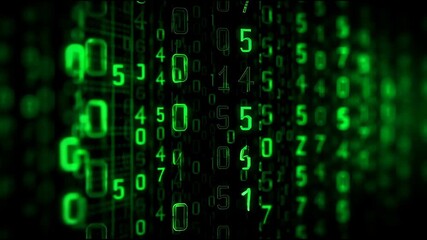 Digital Code Matrix: The enigmatic allure of the digital age, a matrix of green code cascading across the screen, representing data flow and technological sophistication. - Powered by Adobe