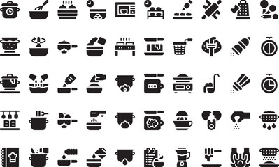 Kitchen utensils and cooking techniques Icons Modern Illustration Symbol Design Template for Web and Mobile UI. Editable Stroke Pictogram for Business Projects and Apps.