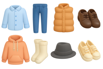 3d cozy autumn clothing collection with bright and earthy tones