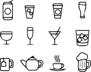 Champagne Glasses and Cheers Icon. Celebration, Holidays Outline Vector Design on White Background.
