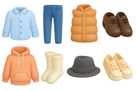 3d cozy autumn clothing collection with bright and earthy tones - Powered by Adobe