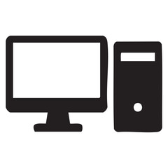 Desktop Computer with Monitor and Tower for Work or Home Use Simple Graphic for Website Icon or Print Project