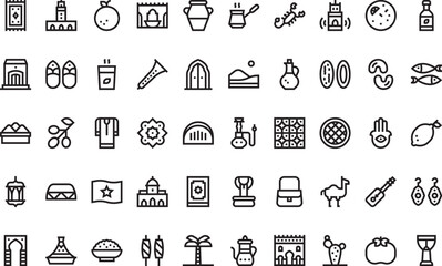 North african culture and cuisine Icons Modern Illustration Symbol Design Template for Web and Mobile UI. Editable Stroke Pictogram for Business Projects and Apps.