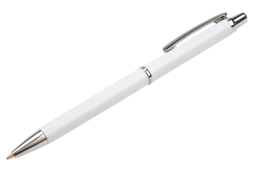 Sleek modern white pen with stainless steel accents for professional writing and elegant style