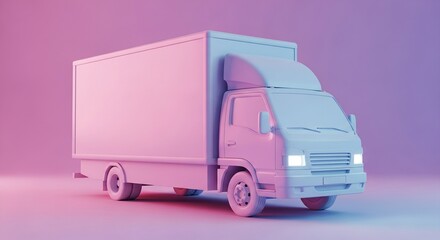 3d rendered blue delivery truck isolated on gradient background