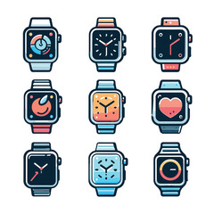 Colorful smartwatch designs showcasing various features