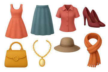 Naklejka premium Elegant fashion accessories and apparel collection