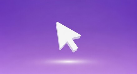 White computer mouse cursor arrow isolated on purple background