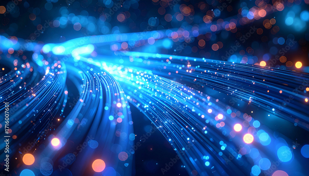 Poster illuminated pathways: a vibrant and futuristic display of glowing lines weaves through darkness, sug