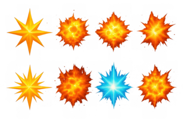 Vibrant starburst elements in explosive fiery and cool colors