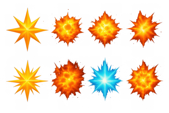 Vibrant starburst elements in explosive fiery and cool colors