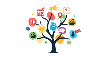 Grow your business with strategic planning and online marketing ideas using this vibrant tree graphic to represent growth and opportunity, Generative AI.