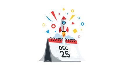 Launch into Christmas! December 25th festive rocket design for holiday promotions or celebrations capturing the exciting spirit of the season, Generative AI.