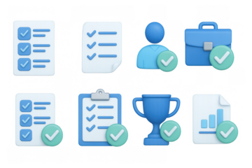 3d checkmark icons for business and productivity tools