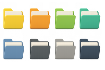 Colorful folder icons set for organization and data management
