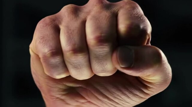 Close up of a clenched human fist, symbol of power and resistance