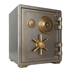 Vintage style steel safe with combination lock and gold details for secure and elegant storage