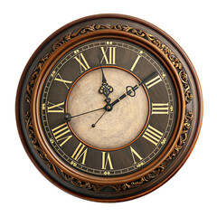 Elegant vintage wooden wall clock with roman numerals and intricate carved details for home decor