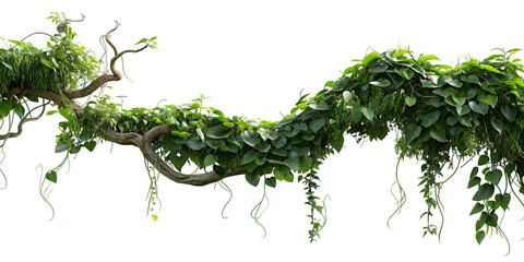 Lush green foliage dragon shaped vine plant isolated on black background nature creativity design
