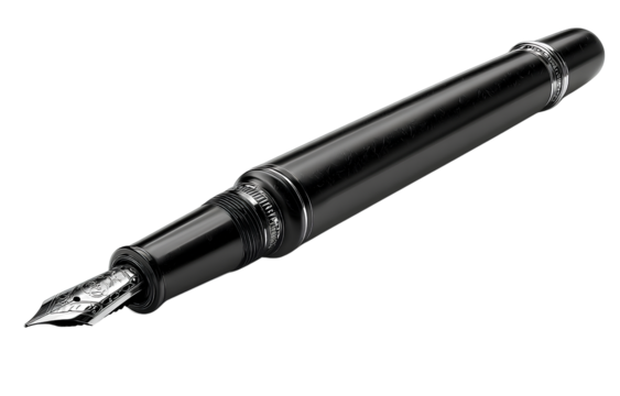 a black pen with silver accents, a vector illustration on a transparent backgroundv.png - Powered by Adobe