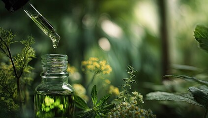 Natural Essential Oil Extraction Process in Botanical Garden.