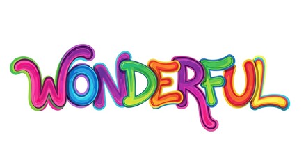 Colorful wonderful text art isolated on white background