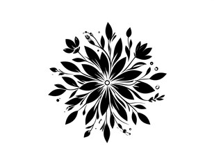 Ornate floral design in black and white