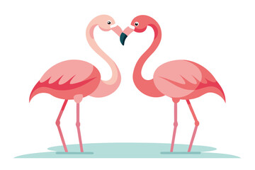 Obraz premium Pink Flamingos Standing Together in Pastel Water