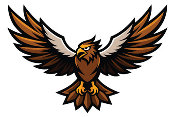 Powerful Eagle with Spread Wings Strong Majestic Bird Illustration
