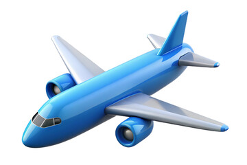 Obraz premium Realistic 3d rendered blue passenger airplane flying high in the sky isolated on transparent background