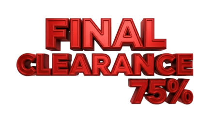 Final Clearance 75 Percent Off Sale Sign isolated PNG with Transparent Background