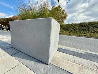 Concrete planter with grass