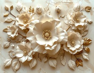 Ornate floral design on a beige surface