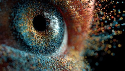 Close-up Detailed Human Eye with Intricate Patterns.