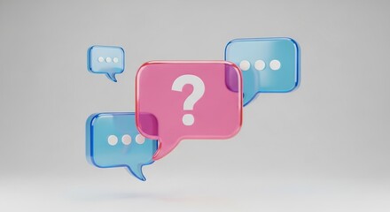 Colorful speech bubbles with question mark isolated on white background