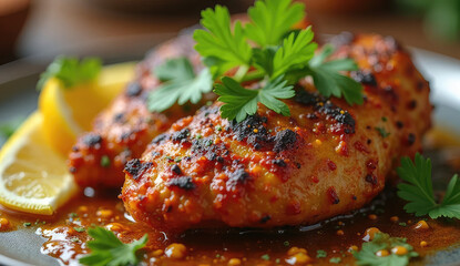 Deliciously seasoned chicken breast with lemon and herbs