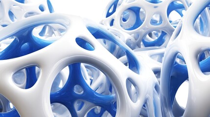 Abstract blue and white interconnected spheres, illustrating futuristic connectivity.